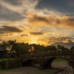 石橋記念公園の朝焼けは歴史を感じさせる風景だった