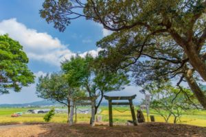 川辺町 小野南方神社：南九州市指定有形文化財の狛犬と田舎の風景